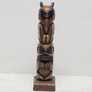Vintage Totem Pole By Raven Alaska 9" Handpainted Native American Folk Art
